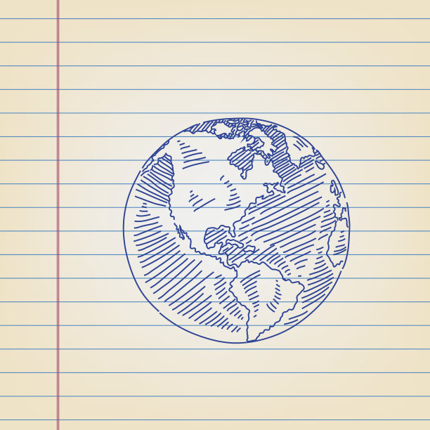 方格纸上的地球仪图片下载