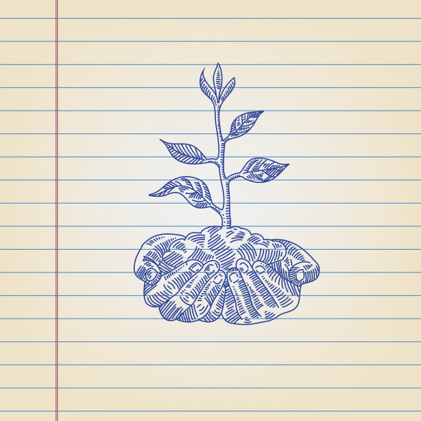 在横格纸上保存植物图纸图片下载