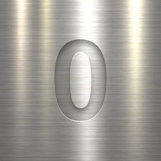 数字0设计(零)。数字上的金属纹理背景图片下载