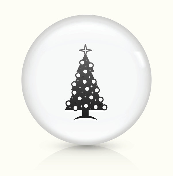 圣诞图标上的白色圆形矢量按钮图片下载