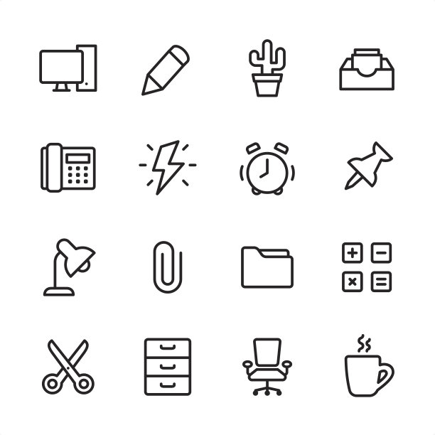 办公室-轮廓风格矢量图标图片下载