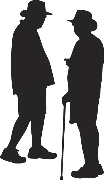 两个老人说话的剪影图片下载