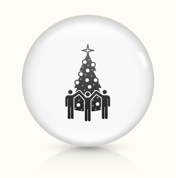 圣诞图标上的白色圆形矢量按钮图片下载