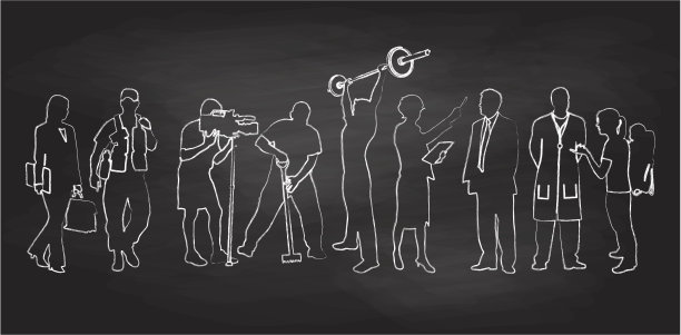 黑板不同的人矢量插图图片下载