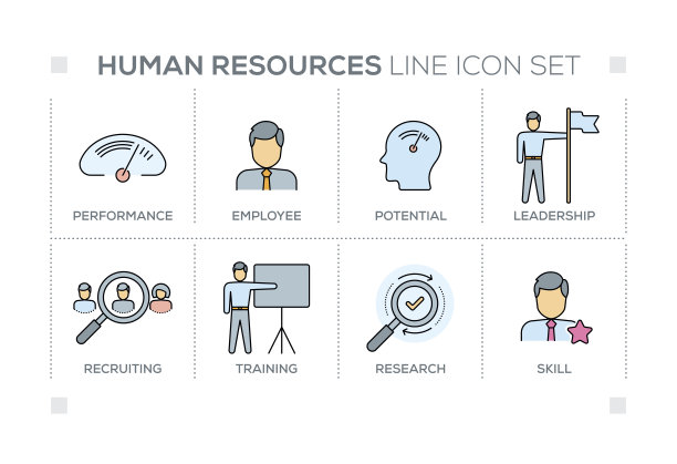 人力资源关键字与线图标图片下载