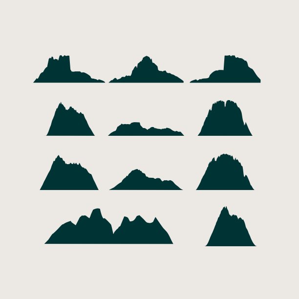 山向量图标集。山景观图片下载