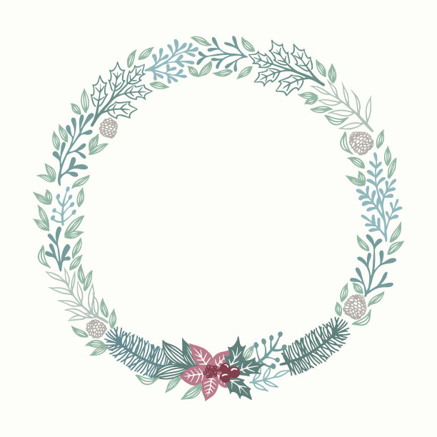 圣诞花环画图片下载