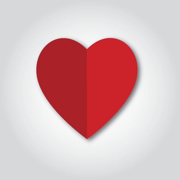 折叠红纸心形图标素材图片