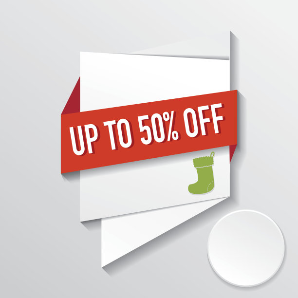 矢量徽章标签与圣诞节长袜图标图片下载