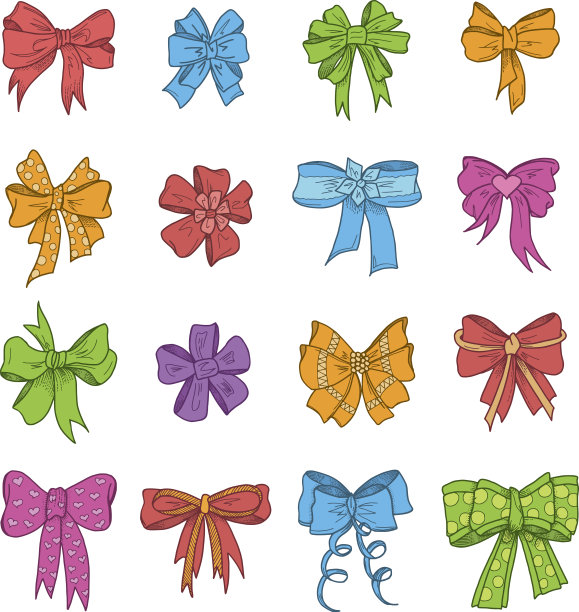 涂鸦礼品蝴蝶结套装图片下载