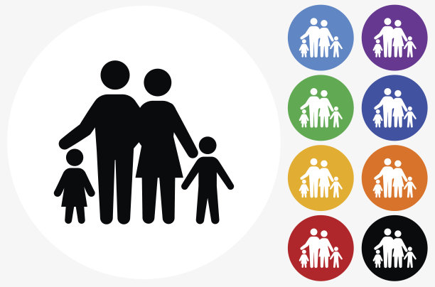 家庭图标在平坦的颜色圆形按钮图片下载