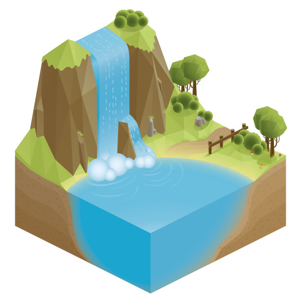 三维等距自然瀑布图片下载