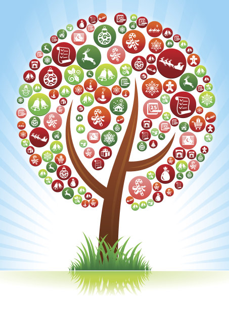 圣诞树季节性圣诞假日图形模式。图片下载