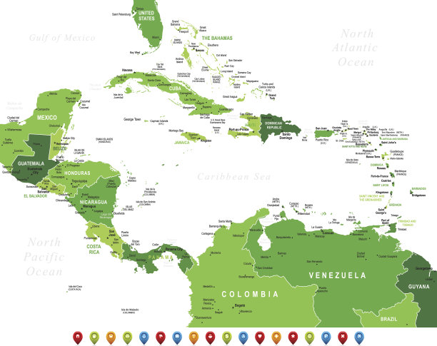 中美洲绿色地图图片下载