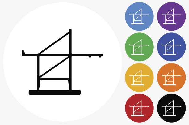 货运升降机图标上的平面颜色圆形按钮图片下载