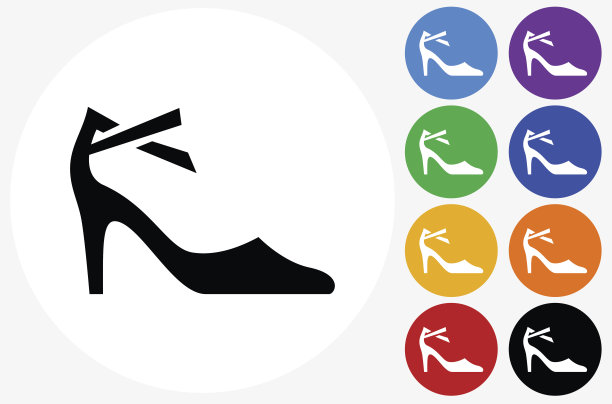 鞋子图标上的平面颜色圆圈按钮图片下载