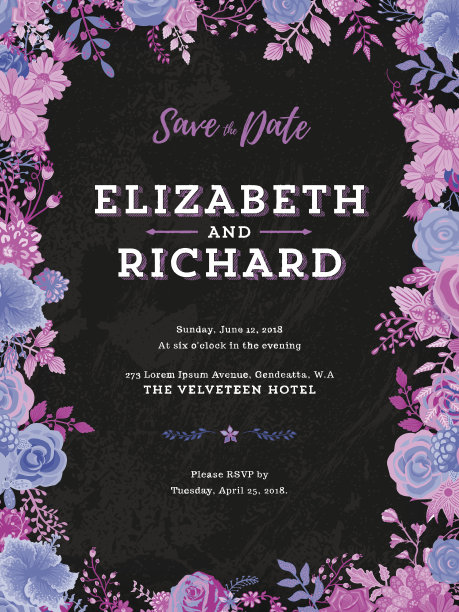 花卉婚礼请柬模板图片下载