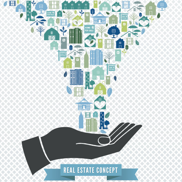 房地产和建筑图标的拼贴图片下载