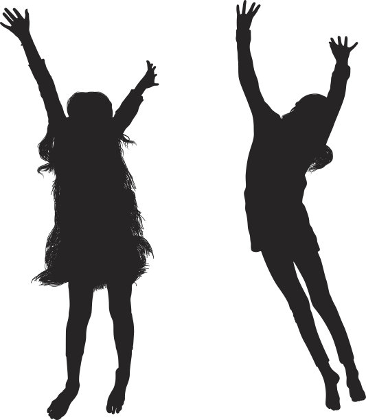 两个小女孩在跳跃图片下载