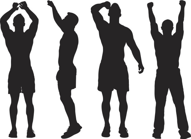 赤裸上身的肌肉男在欢呼图片下载