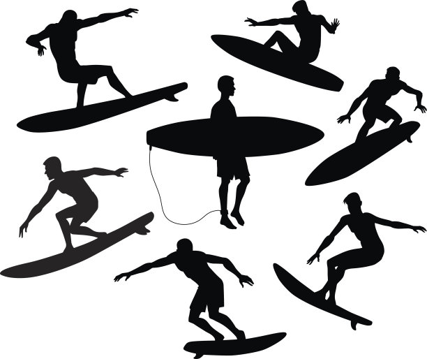 一套冲浪剪影图片下载