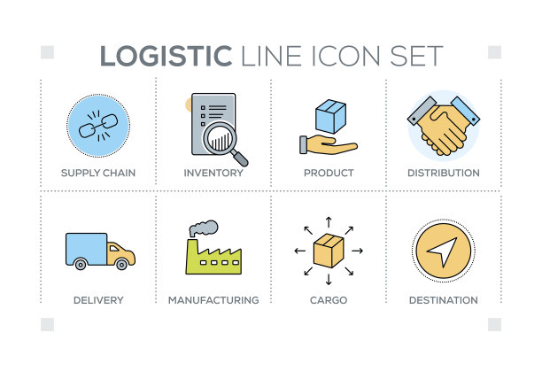 物流关键词与线图标图片下载