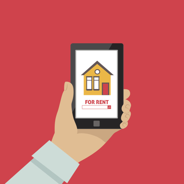手握一个电话，并在网上搜索出租房屋图片下载
