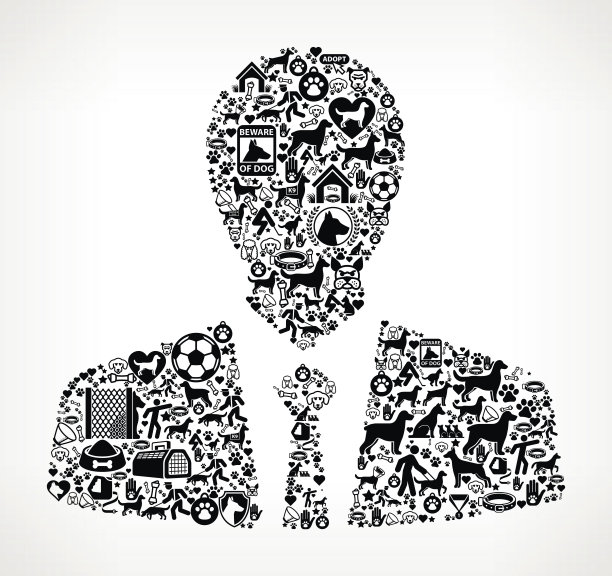 商人狗和宠物狗黑色图标图案图片下载