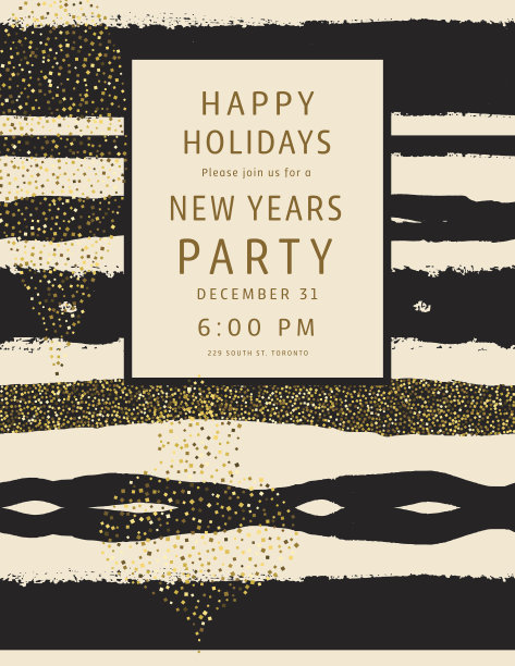 复古风格的几何节日贺卡与黄金闪闪发光的设计图片下载