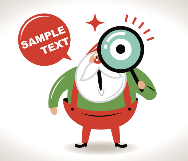 快乐的圣诞老人透过放大镜看着照相机图片下载