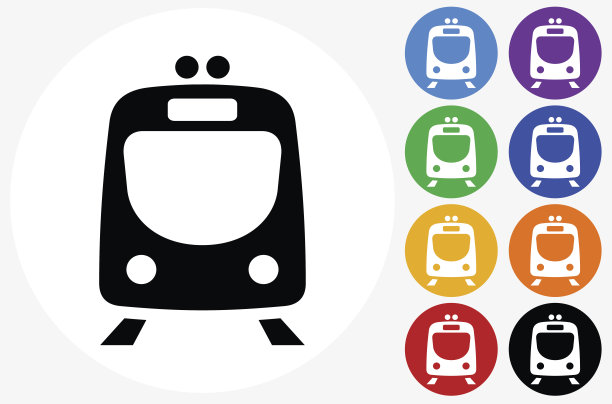 火车图标上的平面颜色圆形按钮图片下载