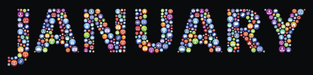 一月互联网圈矢量图形插图。图片下载