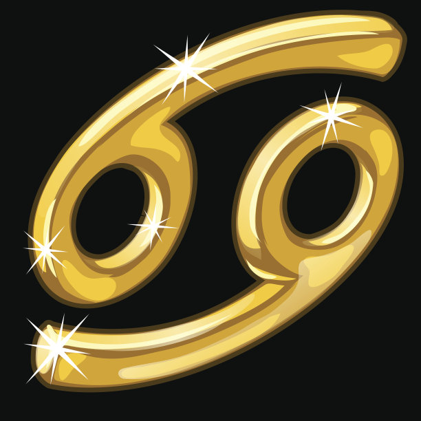 金色的巨蟹座以黑色为背景图片下载