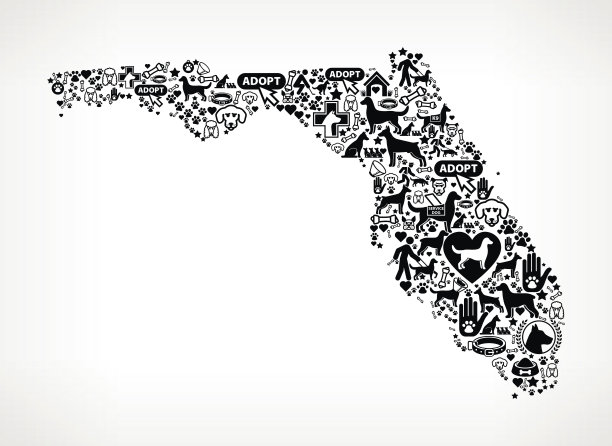 佛罗里达狗和狗宠物黑色图标图案图片下载