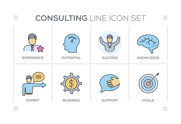 用线条图标咨询关键词图片下载