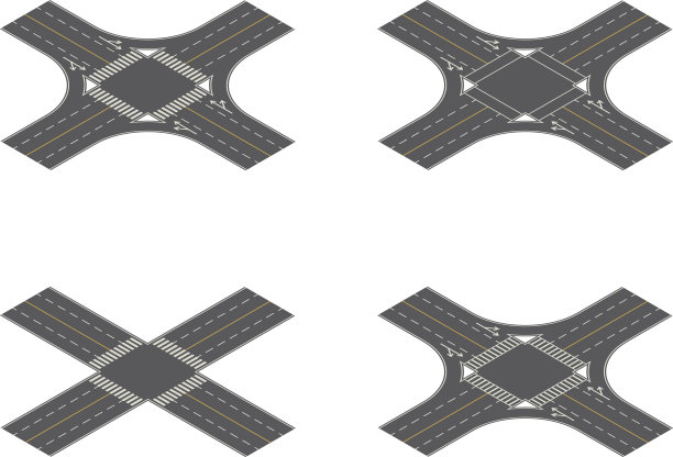无缝等距道路交叉口建筑瓷砖套件图片下载