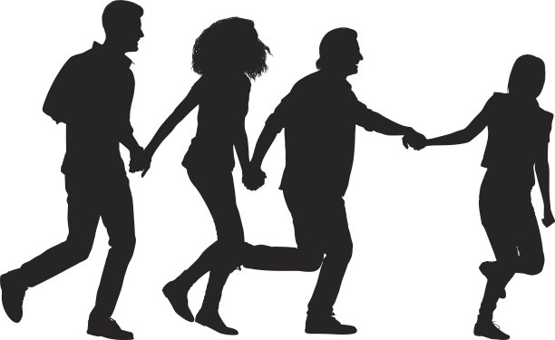 朋友们手牵着手跑着图片下载