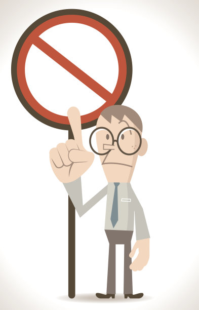 商人指着一个空的禁止标志图片下载