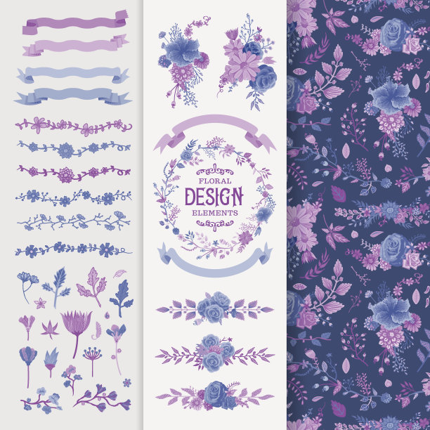 花卉设计元素工具集素材图片