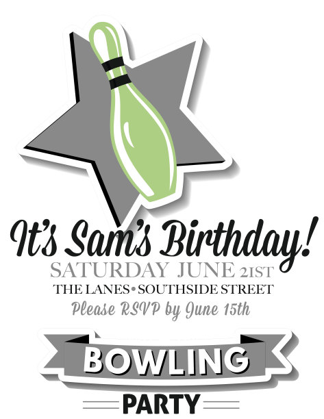 复古风格保龄球生日派对邀请模板图片下载