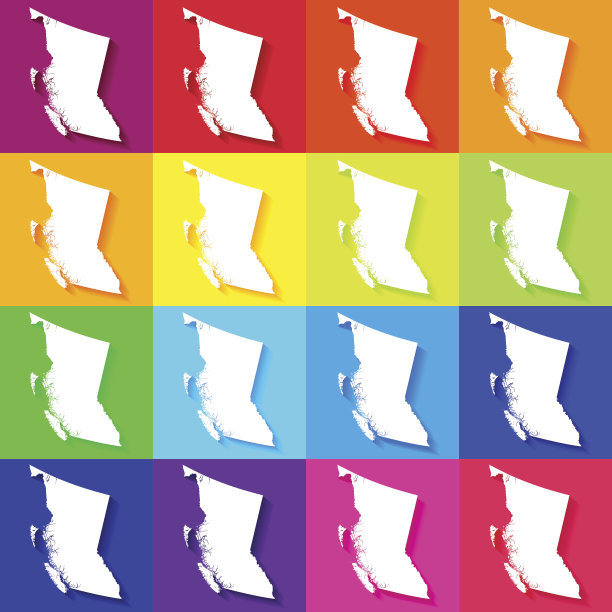 不列颠哥伦比亚的矢量多色地图集图片下载