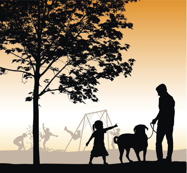 傍晚公园散步图片下载