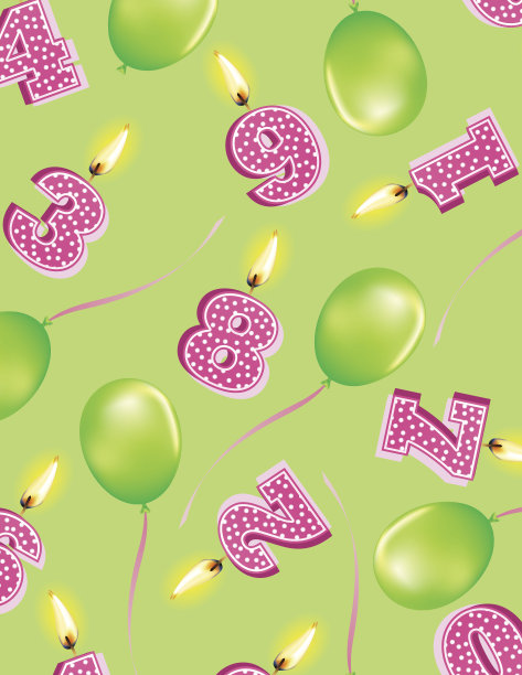 可爱的气球和生日蜡烛图片下载