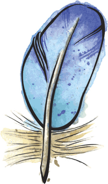 向量水彩蓝鸟羽毛图片下载