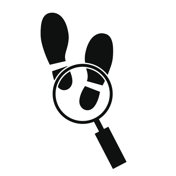 脚变焦，侦探图标上的白色背景。图片下载