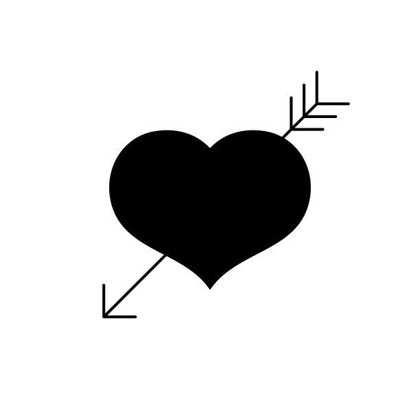 情人节卡片——黑心与箭隔离图片下载