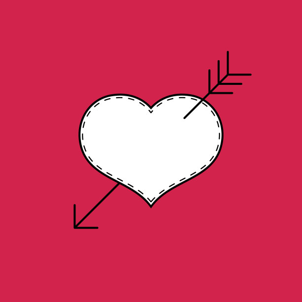 红色背景上带有心形箭头的矢量卡片图片下载