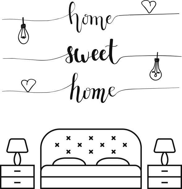 家温馨家书法在卧室里图片下载