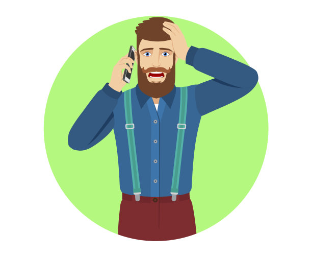 菲普斯特一边说着手机，一边抓住他的头图片下载