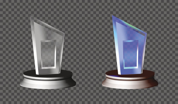 透明背景上的空白玻璃奖杯。插图奖精美奖杯。现实的空虚。站3 d。向量图片下载